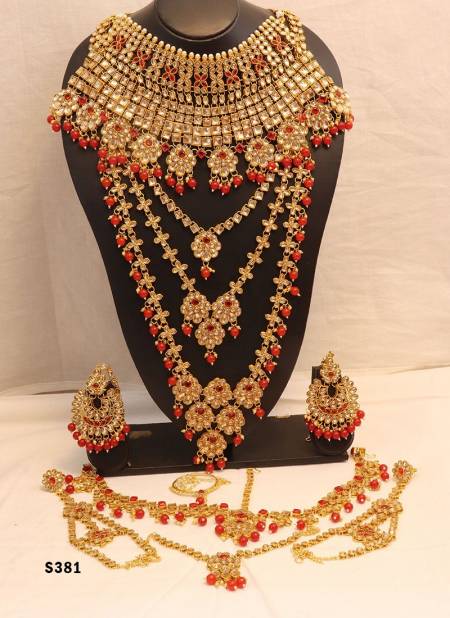 Red Traditional Designer Chokar And Long Necklace Latest Bridal Set Collection 381